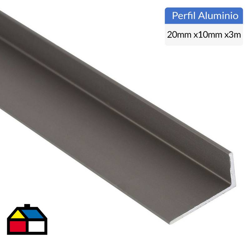 SUPERFIL - Pack ángulo aluminio 20x10x1,3 mm titanio  3 m, 6 unidades
