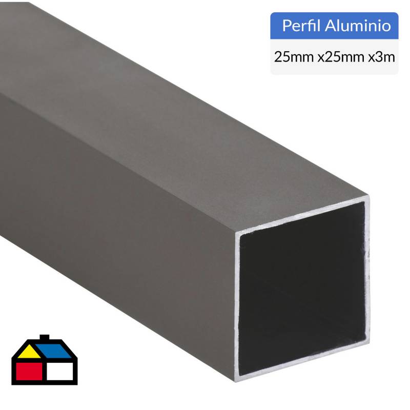 SUPERFIL - Pack tubular aluminio 25x25x1 mm titanio  3 m, 6 unidades