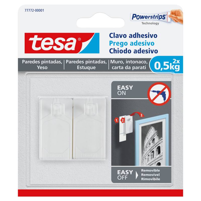TESA - Clavo adhesivo para paredes pintadas y yeso 0,5 kg