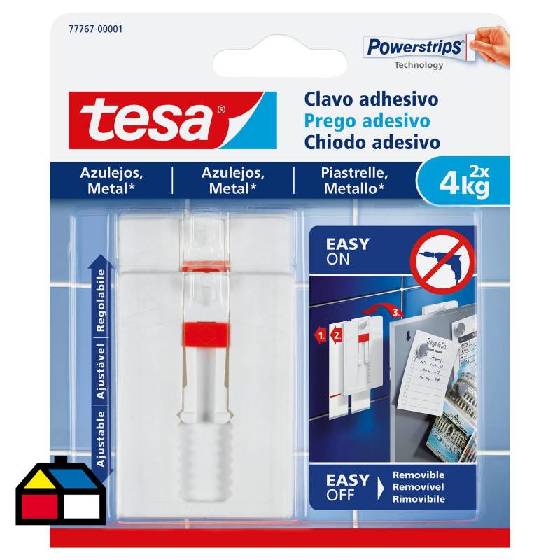 TESA - Clavo adhesivo ajustable para azulejos y metal 4 kg.