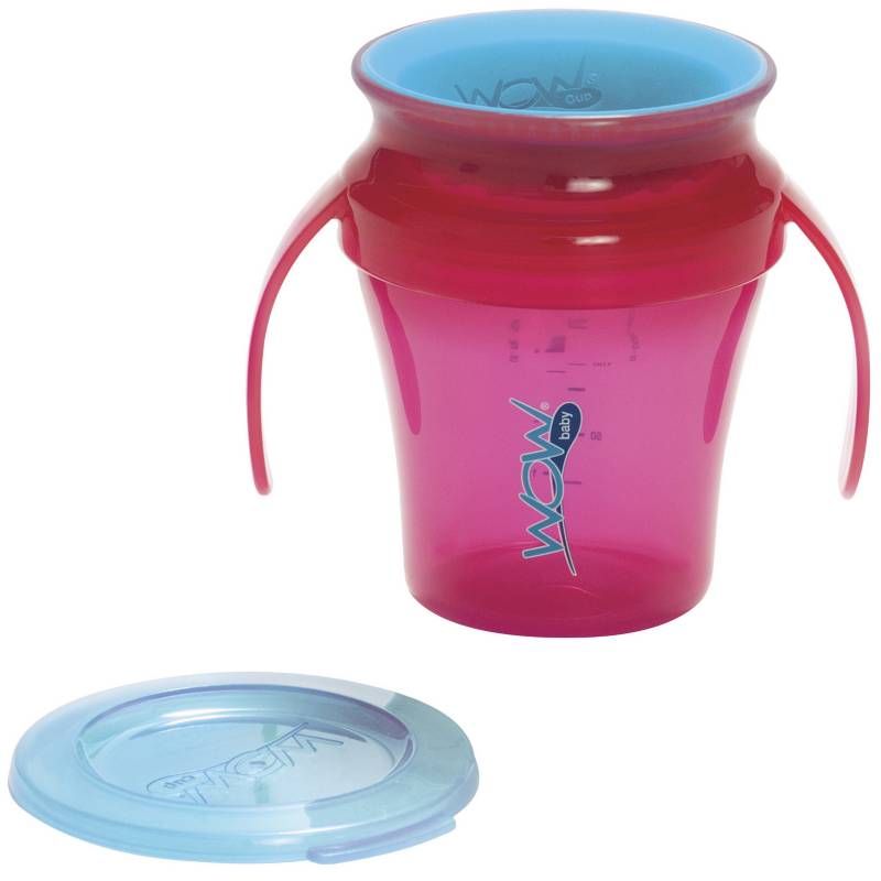 WOWCUP - Pack de 2 vasos antiderrame bebé rosado/morado