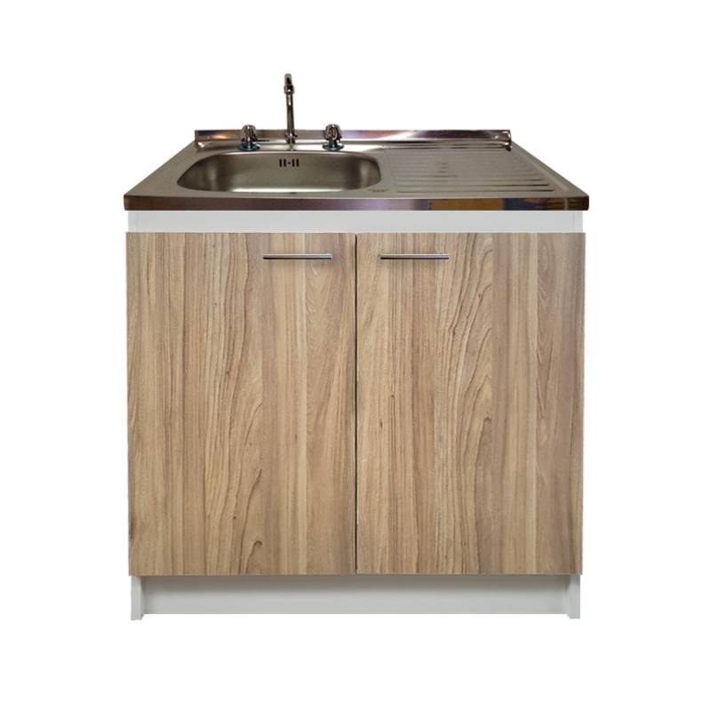 DUPLIDOOR - kit mueble base madera 2 puertas con lavaplatos  derecho 100x50 cm