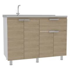 TUHOME - Mueble de cocina con lavaplatos 120x51,5x88 cm Oak/blanco
