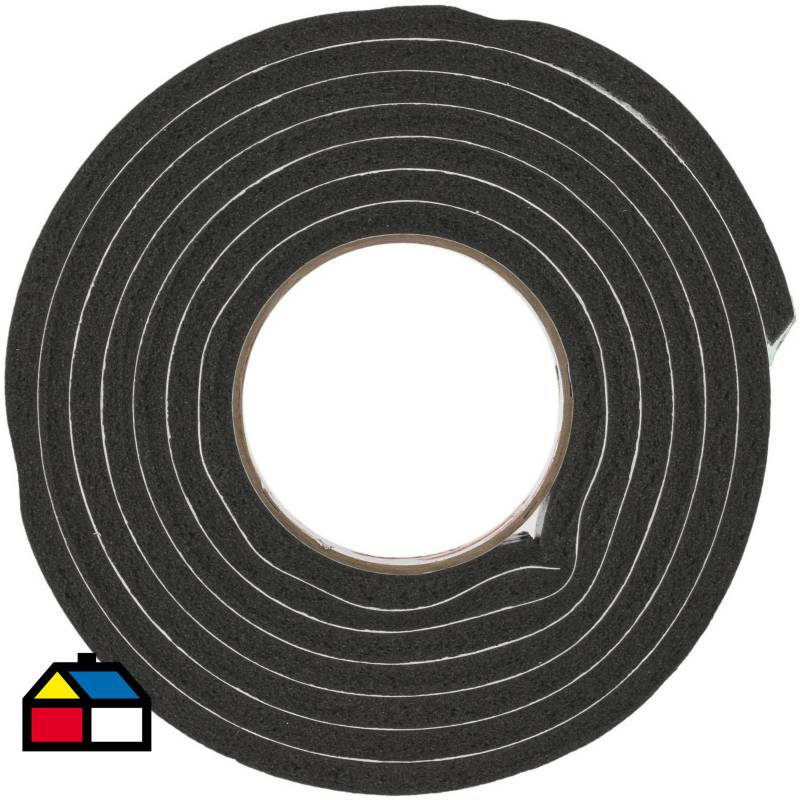 FIXSER - Burlete espuma goma negro 19,05 x 7,9 mm