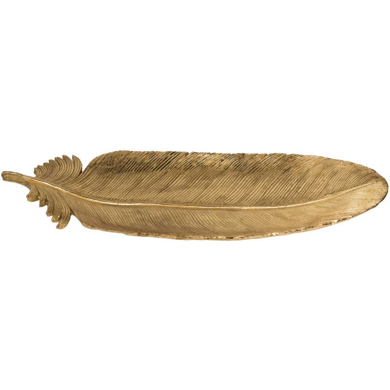 CASANIDO - Plato con forma de pluma en resina dorado