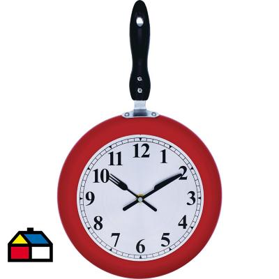 Reloj Cocina Sarten Rojo Sodimac Cl