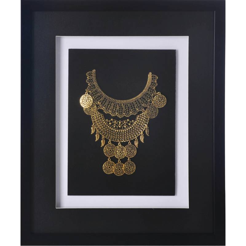RONDA - Cuadro joya dorada marco negro 37,5x44,5x3 cm