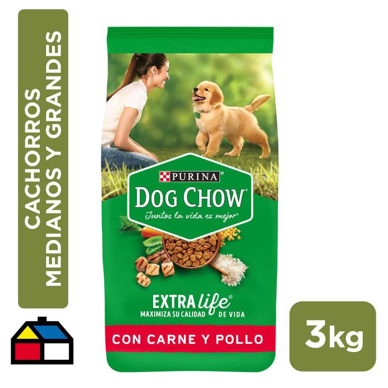 DOG CHOW - Alimento para cachorros medianos/grandes 3kg carne/pollo