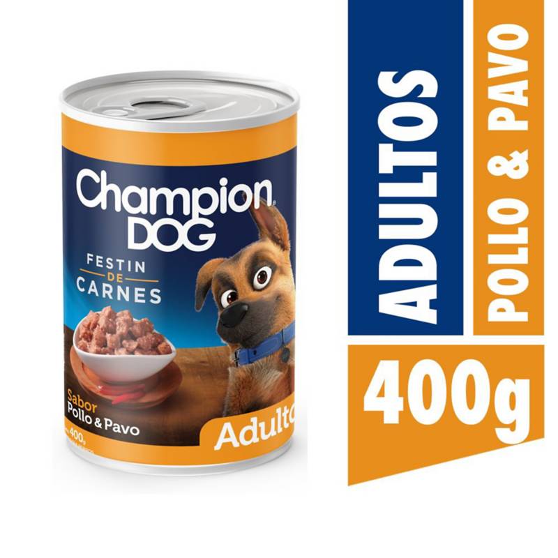 CHAMPION DOG - Alimento húmedo festín de pollo & pavo 400 gr