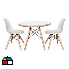 DE PIES A CABEZA - Set mesa + 2 sillas de niño blanco