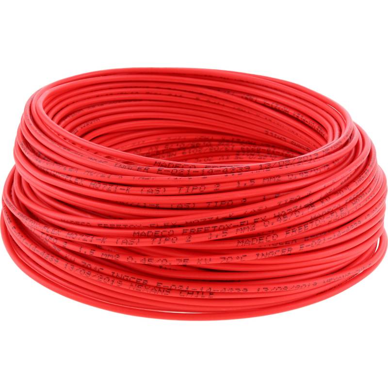 MADECO - Cable libre de halógenos (H07Z1K) 1,5 mm2 50 m Rojo