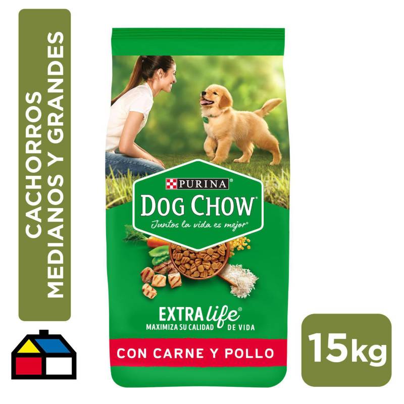 DOG CHOW - Alimento para cachorros medianos/grandes 15kg carne/pollo
