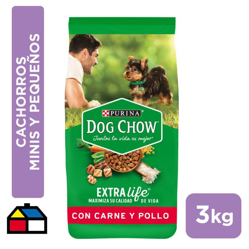 DOG CHOW - Alimento seco para cachorros minis/pequeños 3kg carne/pollo