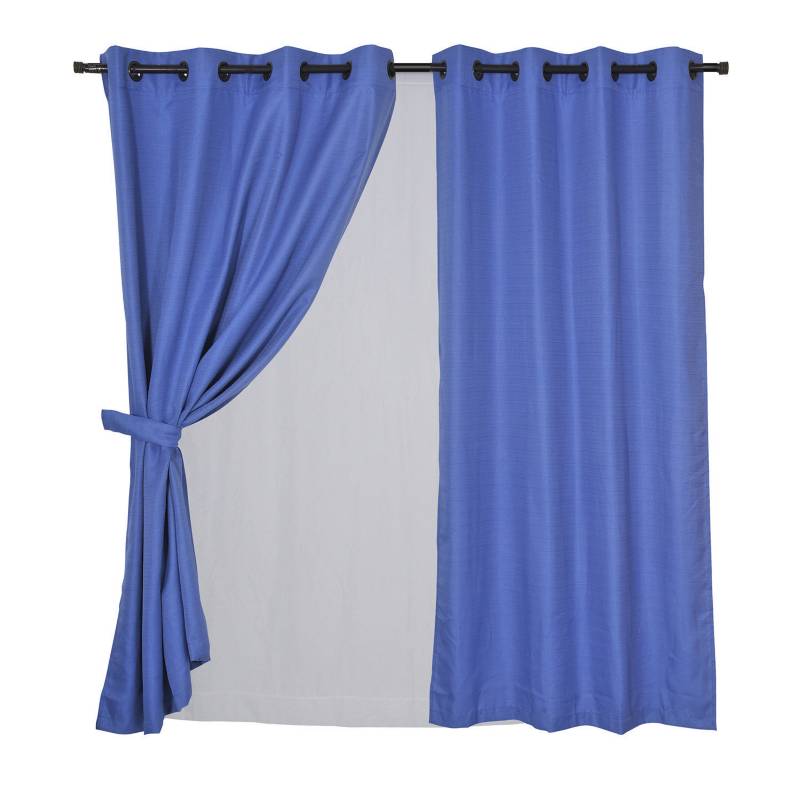 MASHINI - Set de cortinas tela 140x220cm Rústica Atacama azul