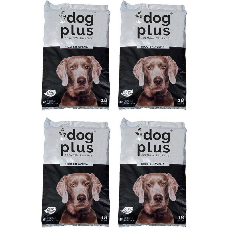 DOG PLUS - Pack 4 alimento para perro adulto 18 kg rico en avena