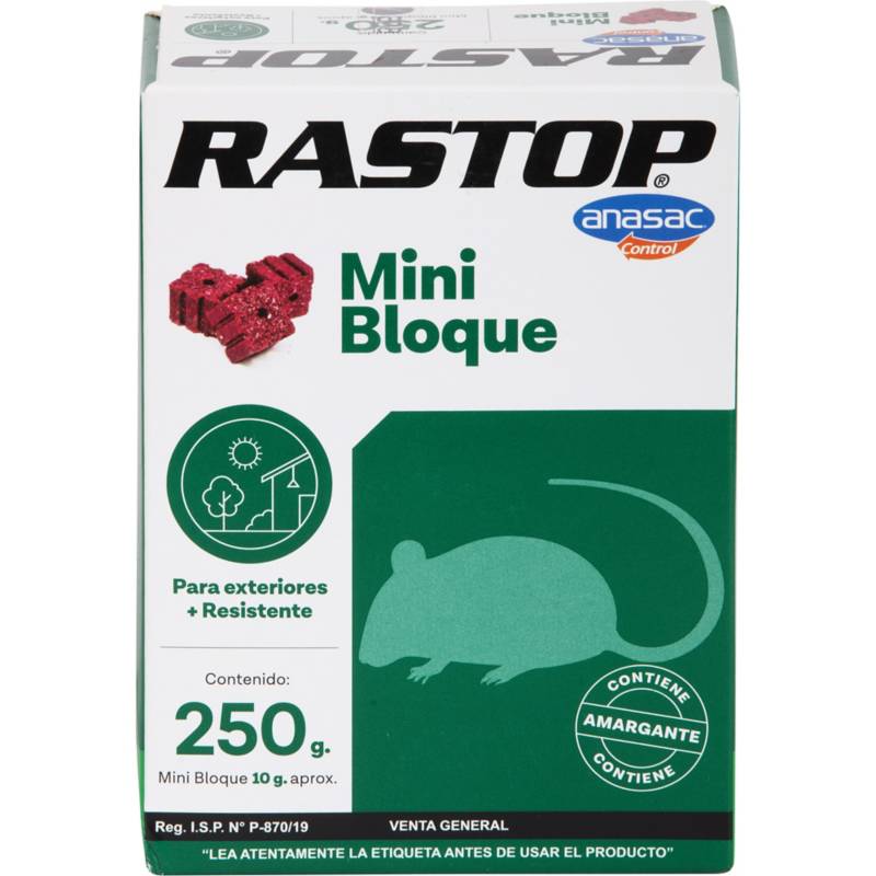 ANASAC - Raticida en Mini Bloques Rastop 250 gr