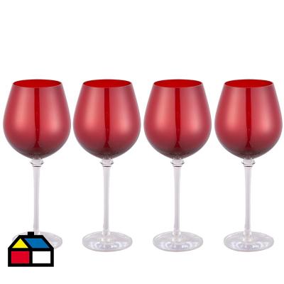 Set de 4 Copas Vino Tinto Roja 580 ml