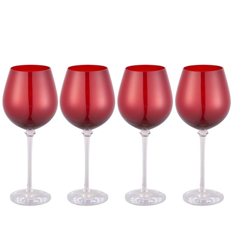 JUST HOME COLLECTION - Set de 4 Copas Vino Tinto Roja 580 ml