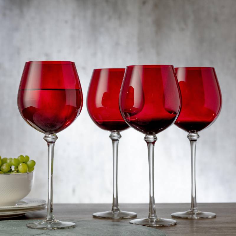 Set de 4 Copas Vino Tinto Roja 580 ml