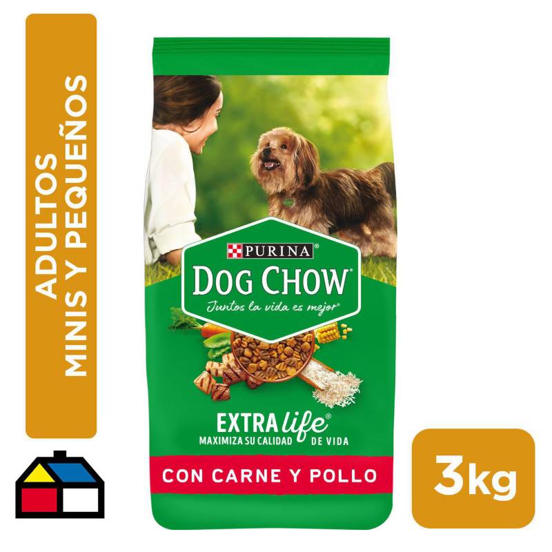 DOG CHOW - Alimento para perro adultos minis/pequeños 3kg carne/pollo