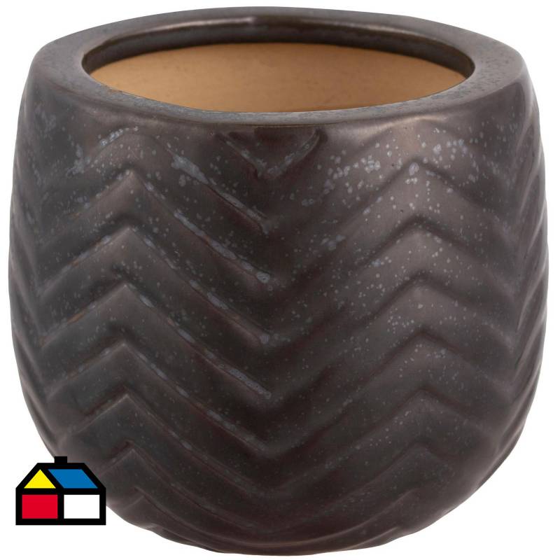 JUST HOME COLLECTION - Macetero de cerámica Kiri 16x13 cm negro mate.