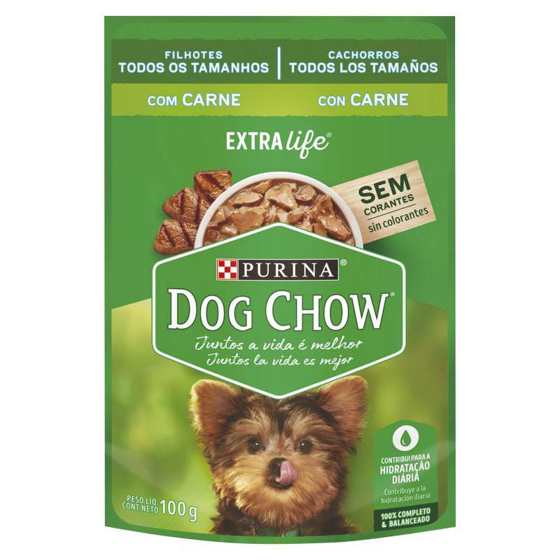 DOG CHOW - Pouch cachorro razas pequeñas carne y leche 100 gr