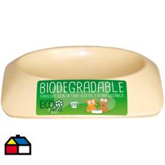 DECOGREEN - Plato de comida para mascota pequeño biodegradable Blanco.