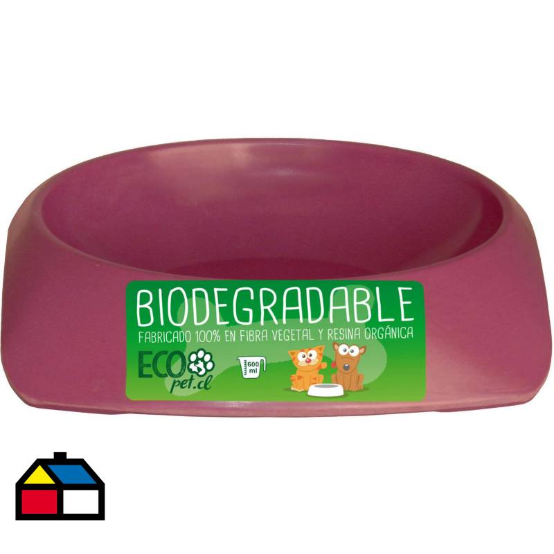 DECOGREEN - Plato de comida para mascota grande biodegradable Morado.
