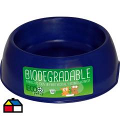 DECOGREEN - Plato de comida para mascota grande biodegradable Azul.