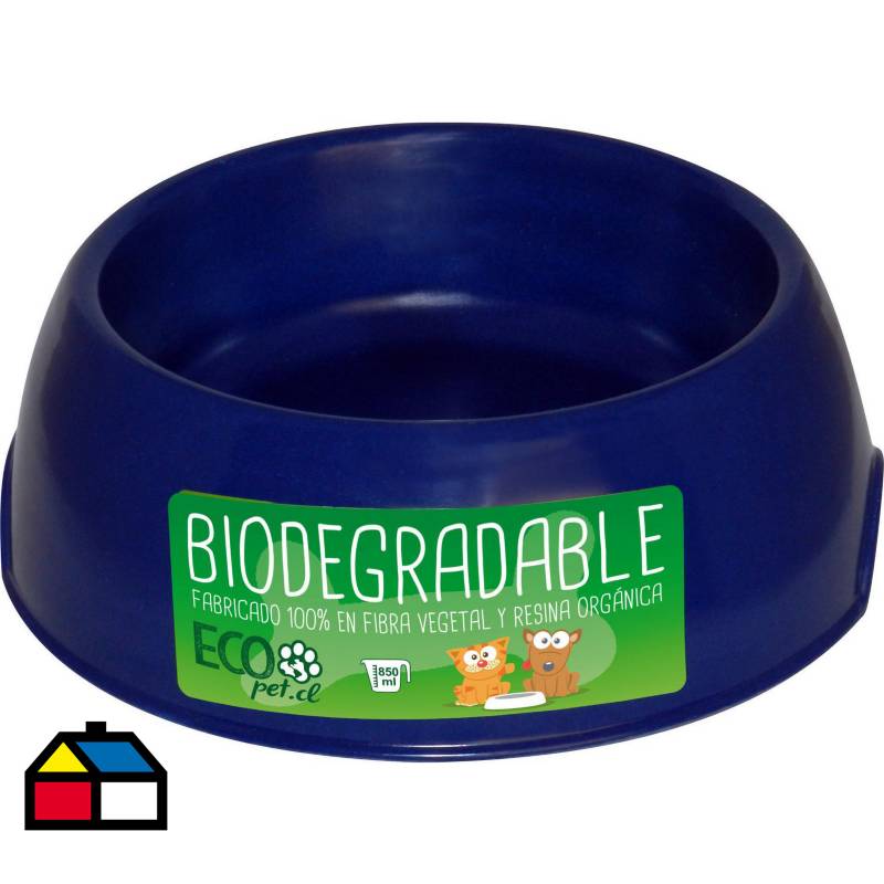 DECOGREEN - Plato de comida para mascota grande biodegradable Azul