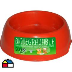 DECOGREEN - Plato de comida para mascota grande biodegradable Rojo