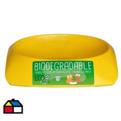 DECOGREEN - Plato de comida para mascota grande biodegradable Amarillo.