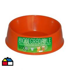 DECOGREEN - Plato de comida para mascota pequeño biodegradable Naranjo.