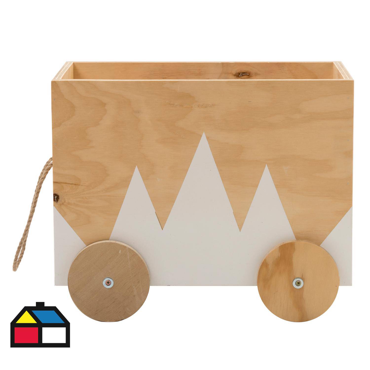 Caja organizadora infantil con ruedas andes madera