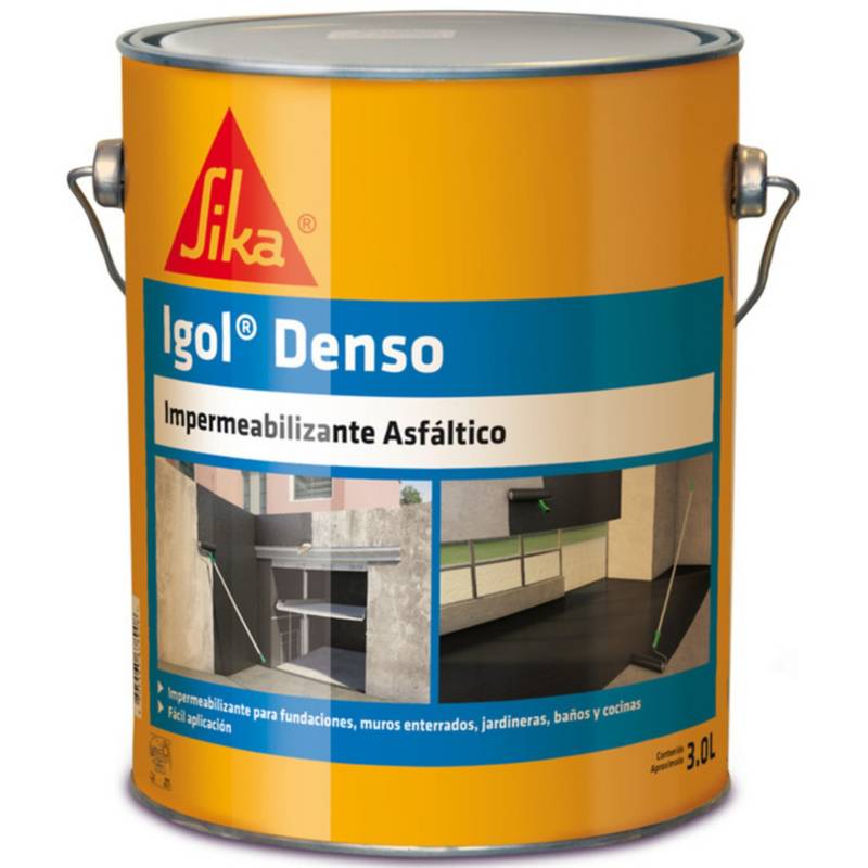 SIKA - 3 litros Pintura Asfáltica Impermeable Igol Denso