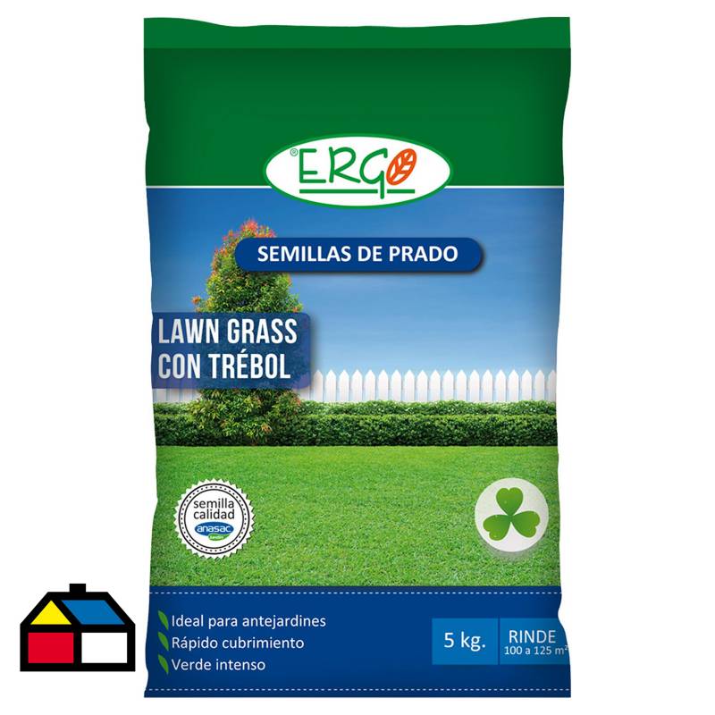ERGO - Semilla de Pasto Lawn Grass con Trébol 5 kg Bolsa