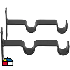 JUST HOME COLLECTION - Set de soportes para barra de cortina 19 mm 2 unidades negro