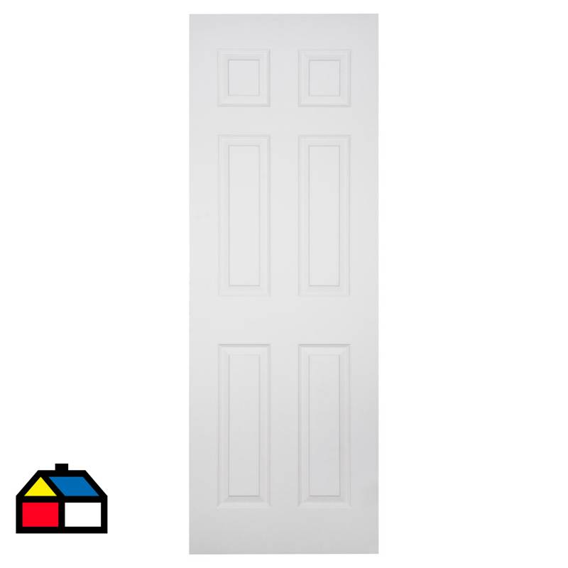 MULTIMARCA - Puerta HDF 6 Paneles de prepintada color blanco