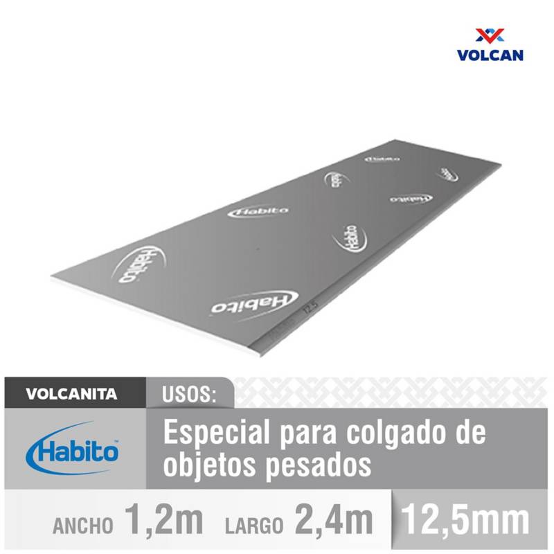 VOLCANITA - 12,5 mm 120x240 cm Plancha Volcanita borde rebajado Habito