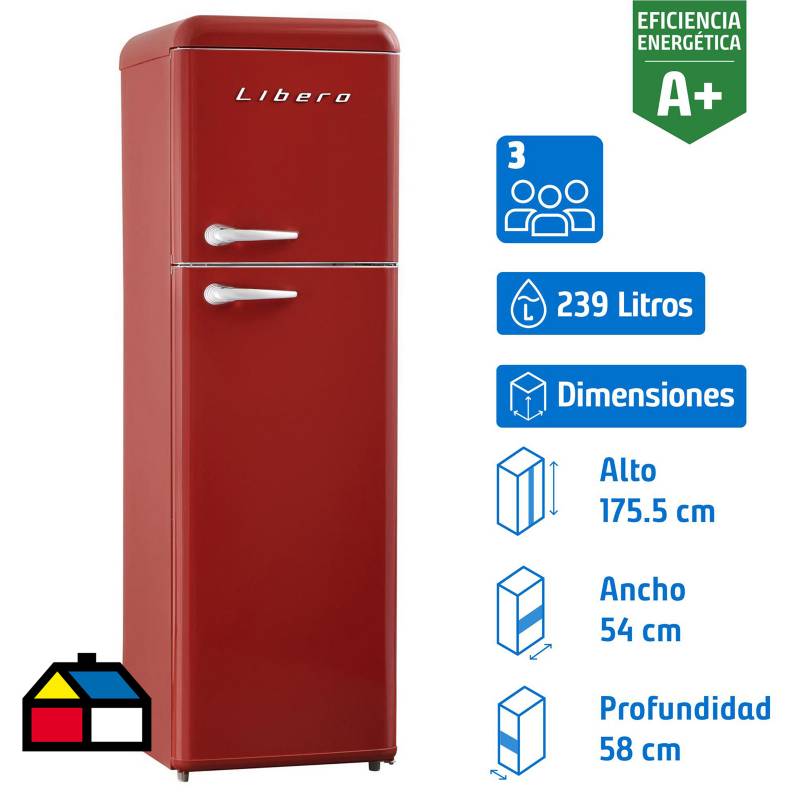 LIBERO - Refrigerador frío directo 239 litros Retro Style