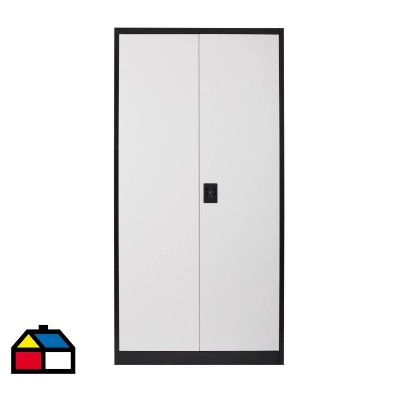 MALETEK - Estante 2 puertas blanco/negro 185x90x45 cm