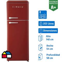 LIBERO - Refrigerador frío directo 203 litros Retro Style