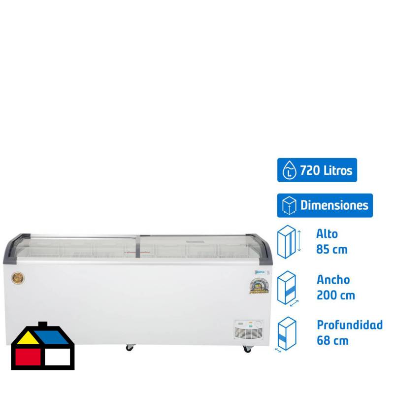 VENTUS - Freezer horizontal 720 litros tapa de vidrio semicurva