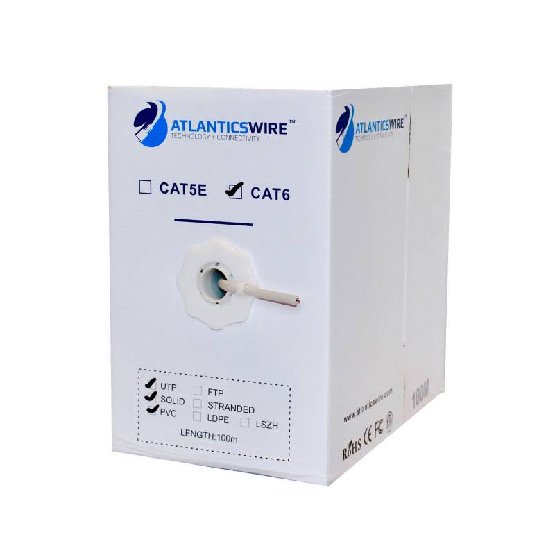 ATLANTICSWIRE - Cable utp cat6 100 mts 23 awg cca pvc gris