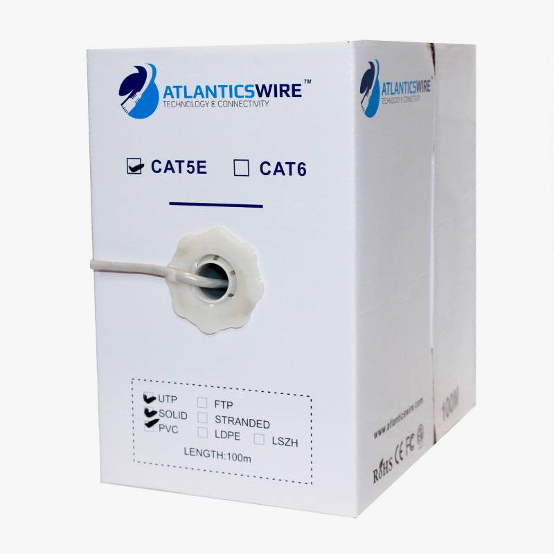ATLANTICSWIRE - Cable utp cat5e 100 mts 24 awg cca pvc gris