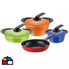 ROICHEN - Batería de cocina 7 piezas cerámica colores