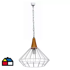 CAROLD STEVENS - Lámpara colgante cono blanca metal 1 luz E27