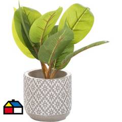 SOHOGAR - Arreglo planta artificial base cerámica color gris 30x11 cm