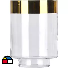 JUST HOME COLLECTION - Portavela de vidrio borde dorado 14 cm