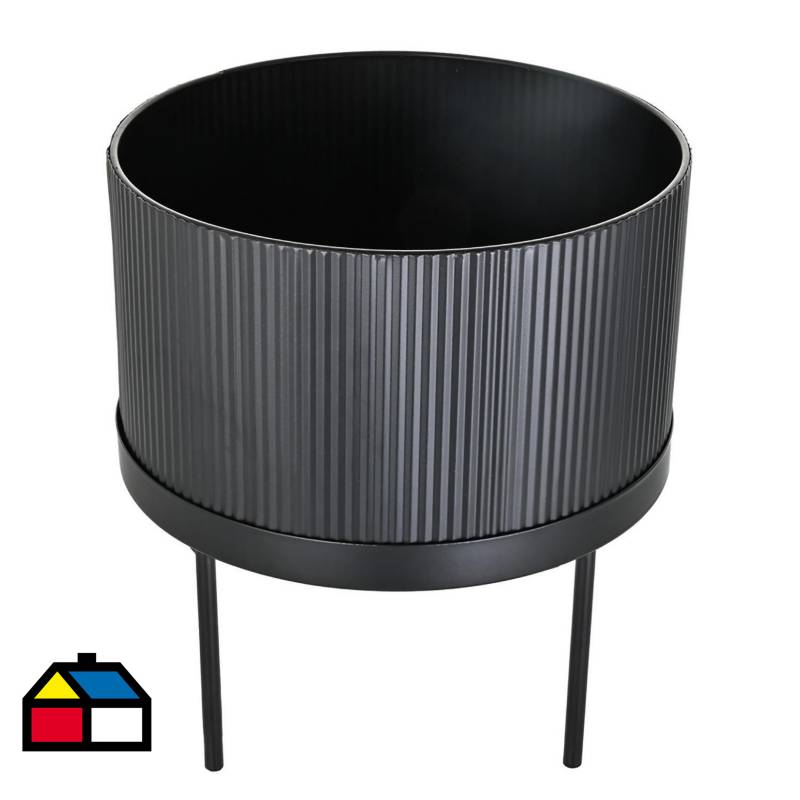 JUST HOME COLLECTION - Portavela de metal 19 cm color negro